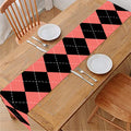 Black And Coral Argyle Pattern Print Table Runner