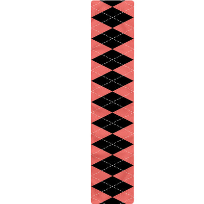 Black And Coral Argyle Pattern Print Table Runner