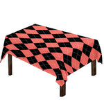 Black And Coral Argyle Pattern Print Tablecloth