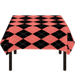 Black And Coral Argyle Pattern Print Tablecloth