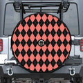 Black And Coral Argyle Pattern Print Tire Cover With Camera Hole