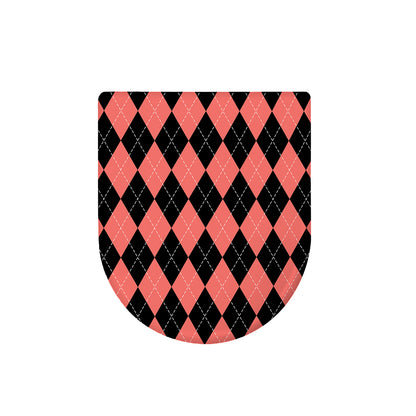 Black And Coral Argyle Pattern Print Toilet Lid Cover