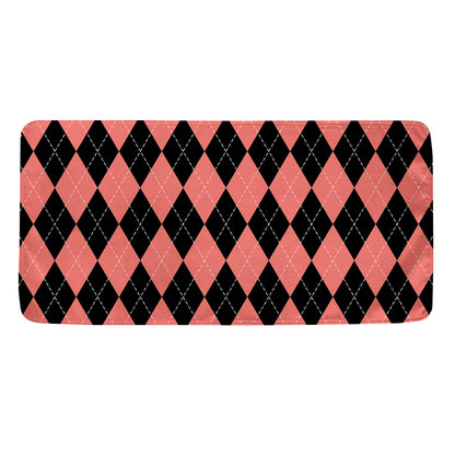Black And Coral Argyle Pattern Print Towel