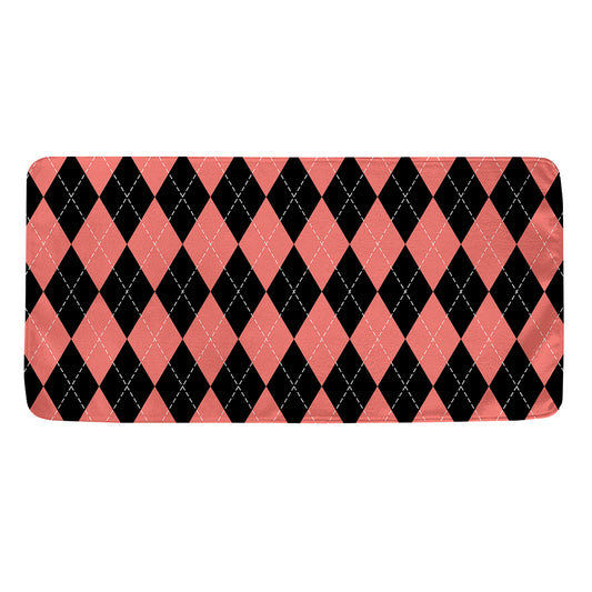 Black And Coral Argyle Pattern Print Towel