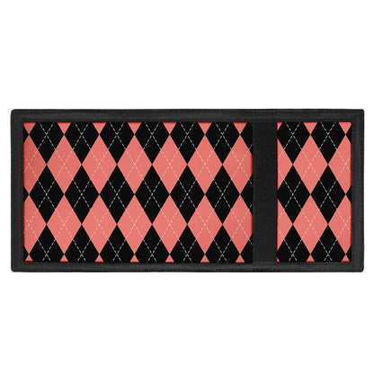 Black And Coral Argyle Pattern Print Trifold Wallet