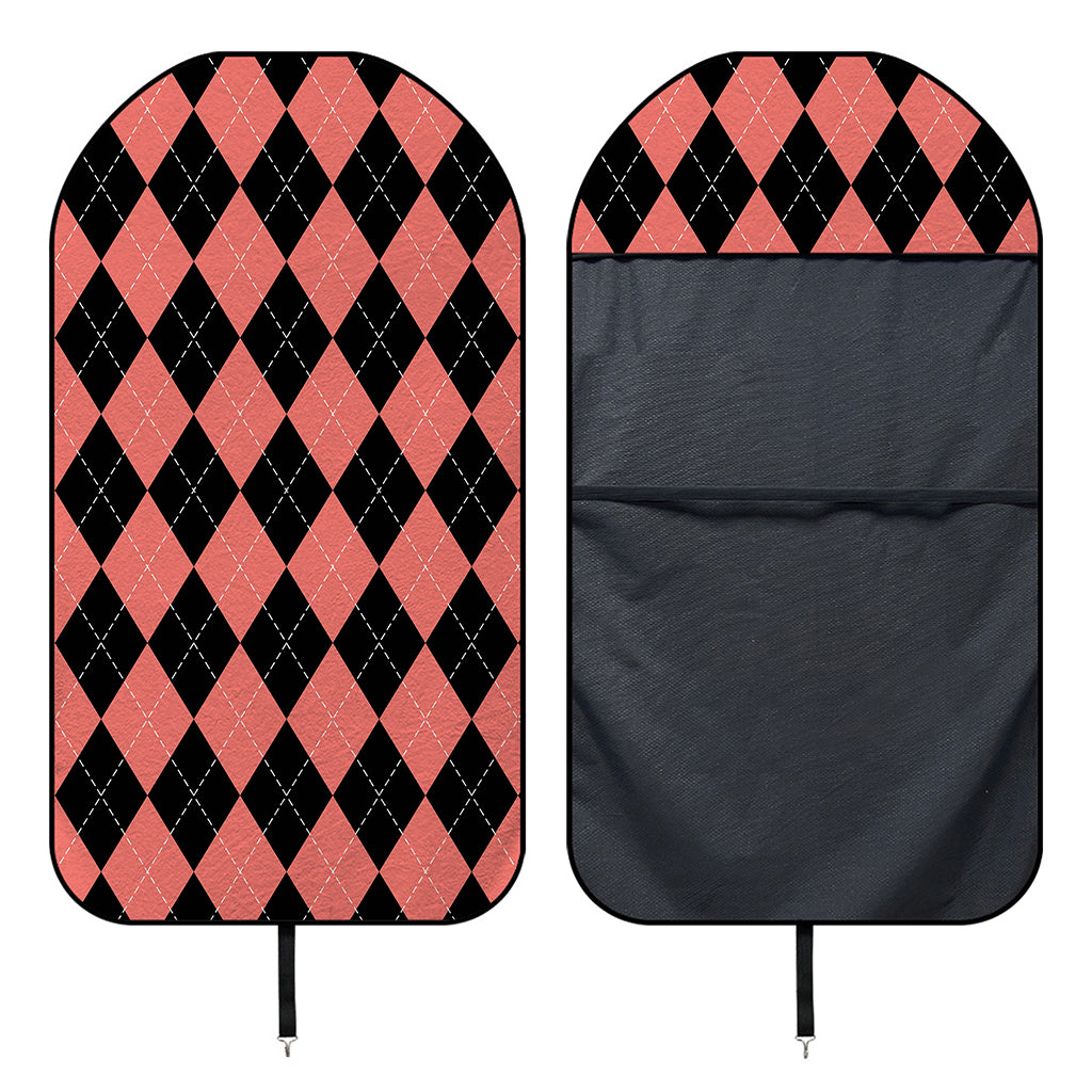Black And Coral Argyle Pattern Print Waterproof Car Seat Cover