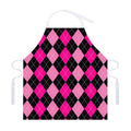 Black And Deep Pink Argyle Pattern Print Adjustable Apron