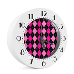 Black And Deep Pink Argyle Pattern Print Alarm Clock