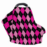Black And Deep Pink Argyle Pattern Print Baby Seat Cover