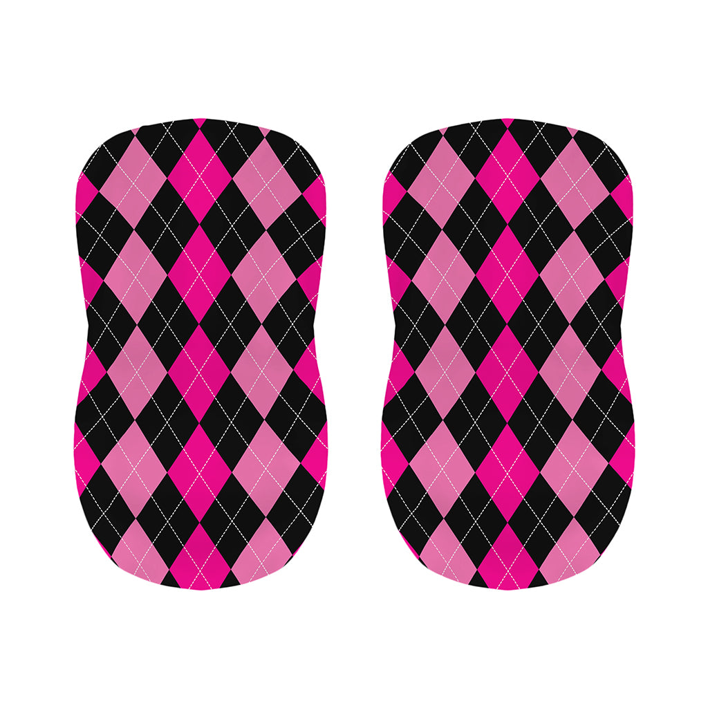 Black And Deep Pink Argyle Pattern Print Bar Stool Covers