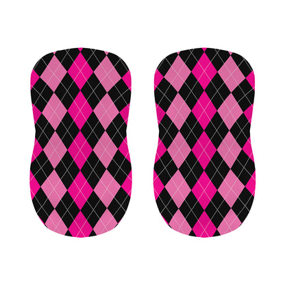 Black And Deep Pink Argyle Pattern Print Bar Stool Covers