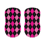 Black And Deep Pink Argyle Pattern Print Bar Stool Covers