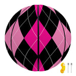 Black And Deep Pink Argyle Pattern Print Basketball