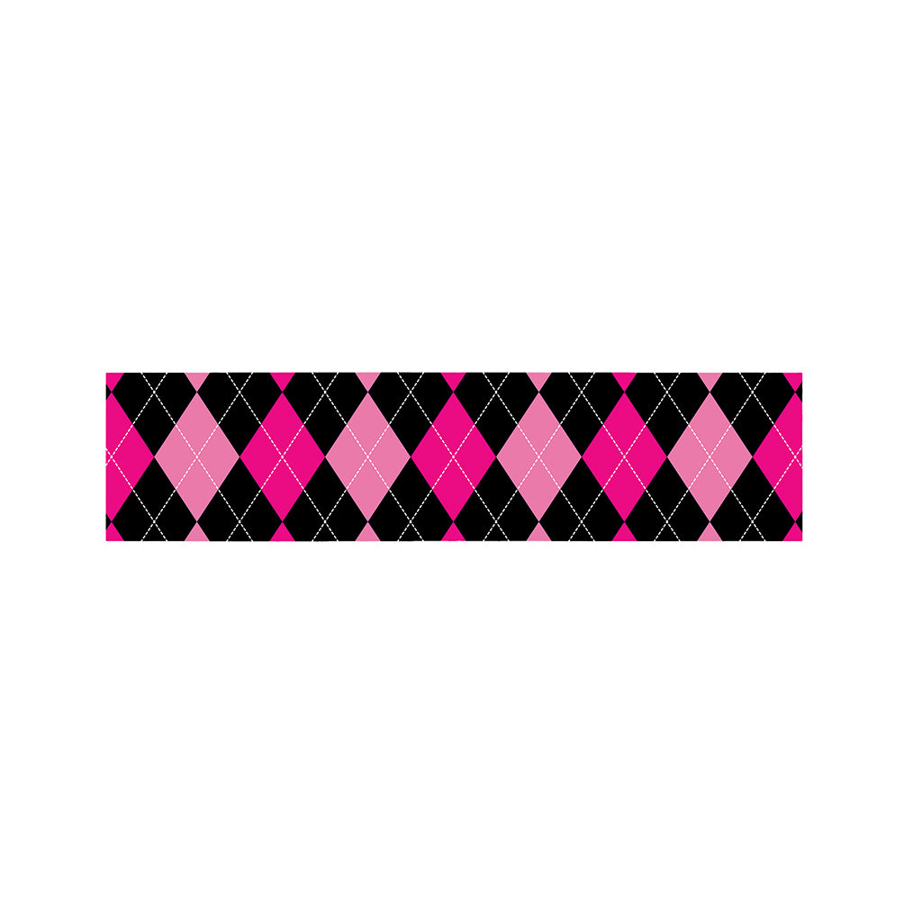 Black And Deep Pink Argyle Pattern Print Bed Runner