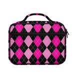 Black And Deep Pink Argyle Pattern Print Briefcase Bible Bag