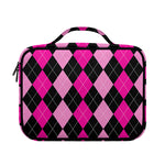Black And Deep Pink Argyle Pattern Print Briefcase Bible Bag