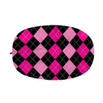 Black And Deep Pink Argyle Pattern Print Car Side Mirror Covers
