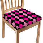 Black And Deep Pink Argyle Pattern Print Chair Cushion Cover