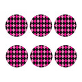 Black And Deep Pink Argyle Pattern Print Coaster Set