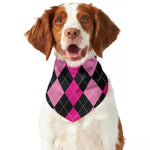 Black And Deep Pink Argyle Pattern Print Dog Bandana