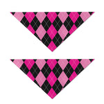 Black And Deep Pink Argyle Pattern Print Dog Bandana