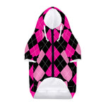 Black And Deep Pink Argyle Pattern Print Dog Zip Up Hoodie