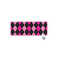 Black And Deep Pink Argyle Pattern Print Extended Mouse Pad