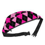 Black And Deep Pink Argyle Pattern Print Fanny Pack