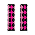 Black And Deep Pink Argyle Pattern Print Handle Covers