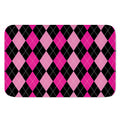 Black And Deep Pink Argyle Pattern Print Indoor Door Mat