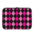 Black And Deep Pink Argyle Pattern Print Laptop Sleeve