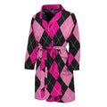 Black And Deep Pink Argyle Pattern Print Men's Bathrobe