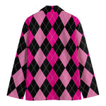 Black And Deep Pink Argyle Pattern Print Men's Blazer