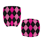 Black And Deep Pink Argyle Pattern Print Office Chair Cover