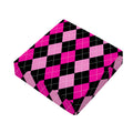 Black And Deep Pink Argyle Pattern Print Outdoor Seat Cushion Cover