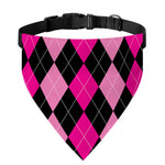 Black And Deep Pink Argyle Pattern Print Over The Collar Dog Bandana
