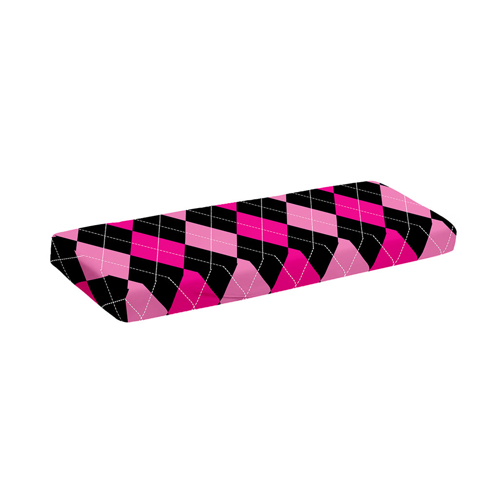 Black And Deep Pink Argyle Pattern Print Piano Keyboard Cover