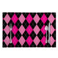 Black And Deep Pink Argyle Pattern Print Placemat