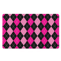 Black And Deep Pink Argyle Pattern Print Polyester Doormat