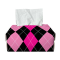 Black And Deep Pink Argyle Pattern Print Rectangle Tissue Box Cover