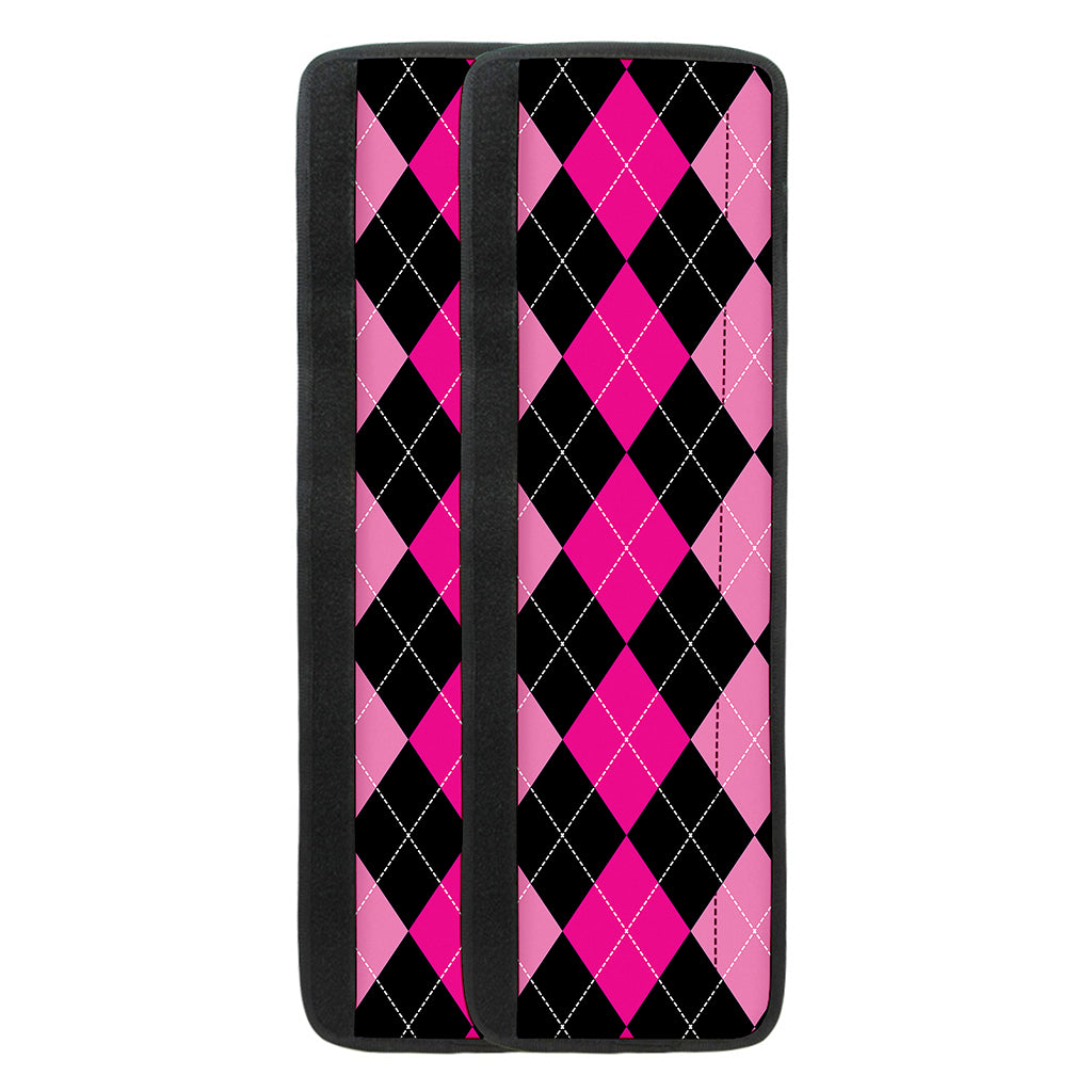 Black And Deep Pink Argyle Pattern Print Refrigerator Handle Covers