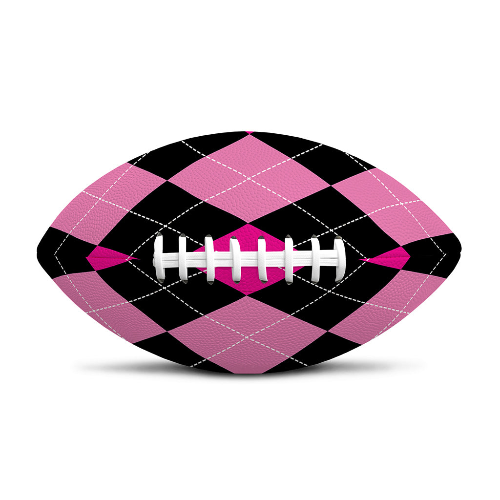 Black And Deep Pink Argyle Pattern Print Rugby Ball