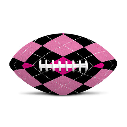 Black And Deep Pink Argyle Pattern Print Rugby Ball