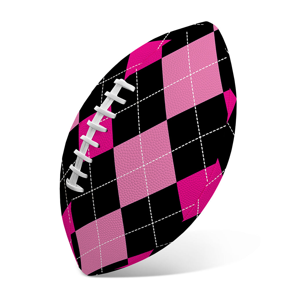 Black And Deep Pink Argyle Pattern Print Rugby Ball