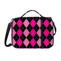 Black And Deep Pink Argyle Pattern Print Shoulder Strap Bible Bag