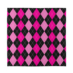 Black And Deep Pink Argyle Pattern Print Silk Bandana
