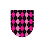 Black And Deep Pink Argyle Pattern Print Toilet Lid Cover