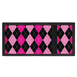 Black And Deep Pink Argyle Pattern Print Trifold Wallet