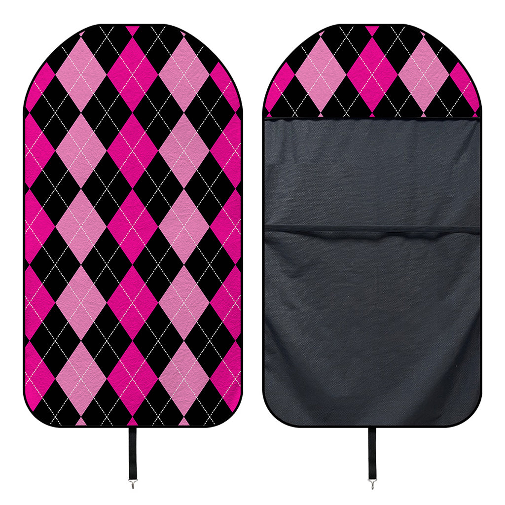 Black And Deep Pink Argyle Pattern Print Waterproof Car Seat Cover