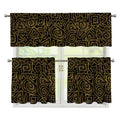 Black And Gold African Afro Print 3 Piece Kitchen Curtains
